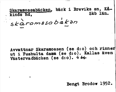 Bild på arkivkortet för arkivposten Skaramossabäcken