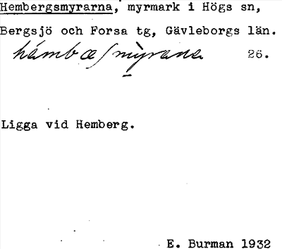 Bild på arkivkortet för arkivposten Hembergsmyrarna