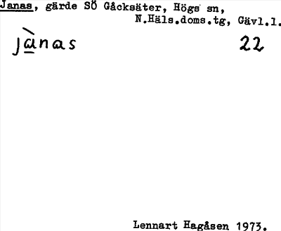 Bild på arkivkortet för arkivposten Janas