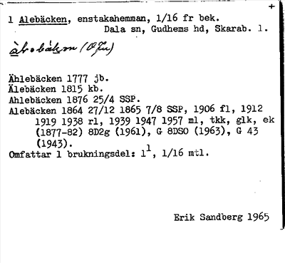 Bild på arkivkortet för arkivposten Alebäcken