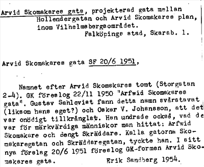 Bild på arkivkortet för arkivposten Arvid Skomakares gata