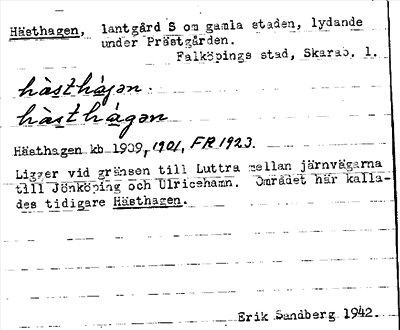 Bild på arkivkortet för arkivposten Hästhagen