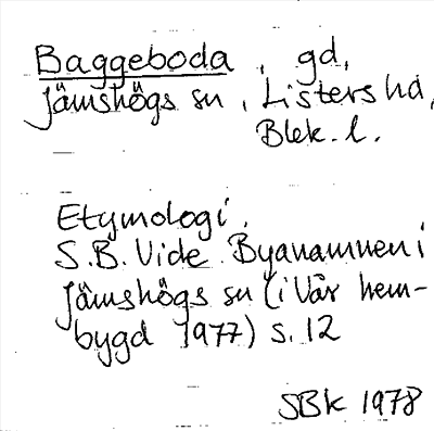 Bild på arkivkortet för arkivposten Baggeboda