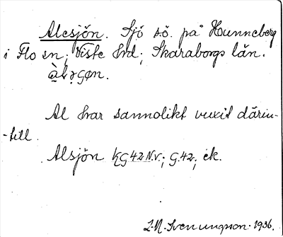 Bild på arkivkortet för arkivposten Alesjön