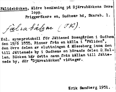 Bild på arkivkortet för arkivposten Fälidsbäcken