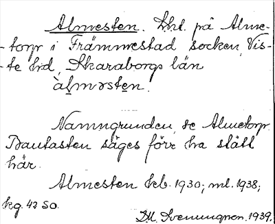Bild på arkivkortet för arkivposten Almesten