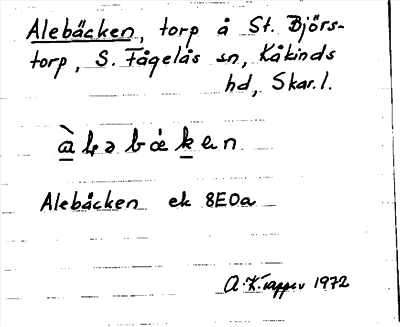 Bild på arkivkortet för arkivposten Alebäcken