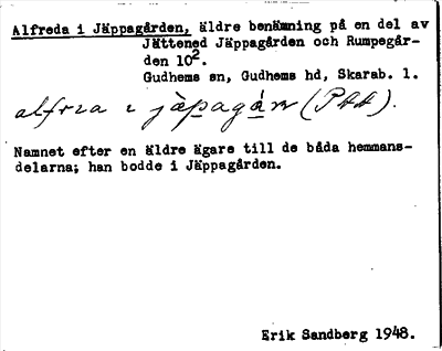 Bild på arkivkortet för arkivposten Alfreda i Jäppagården
