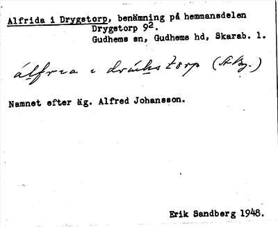 Bild på arkivkortet för arkivposten Alfrida i Drygstorp