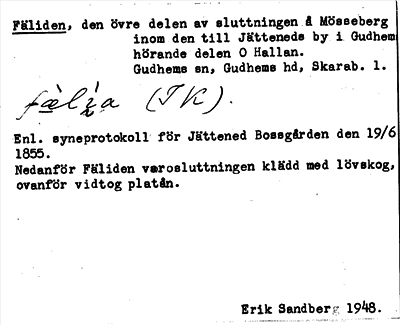 Bild på arkivkortet för arkivposten Fäliden
