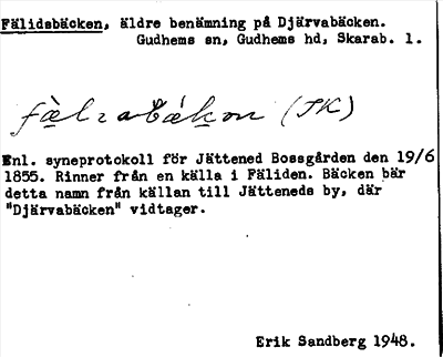 Bild på arkivkortet för arkivposten Fälidsbäcken