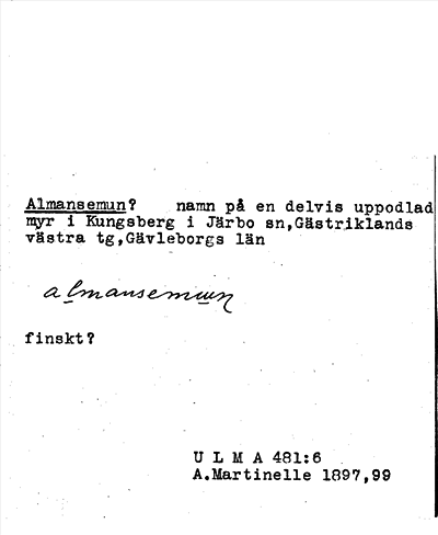 Bild på arkivkortet för arkivposten Almansemun?