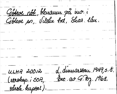 Bild på arkivkortet för arkivposten Göteve nöt