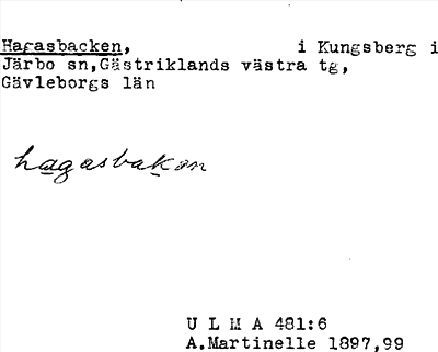 Bild på arkivkortet för arkivposten Hagasbacken