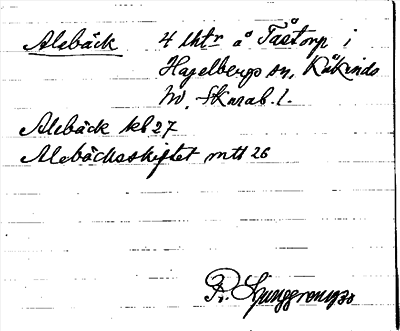 Bild på arkivkortet för arkivposten Alebäck