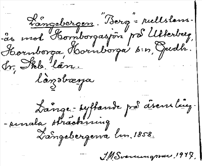 Bild på arkivkortet för arkivposten Långebergen