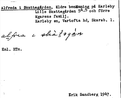 Bild på arkivkortet för arkivposten Alfreda i Skattegården