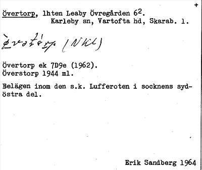 Bild på arkivkortet för arkivposten Övertorp