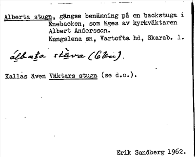 Bild på arkivkortet för arkivposten Alberta stuga