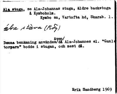 Bild på arkivkortet för arkivposten Ala stuga