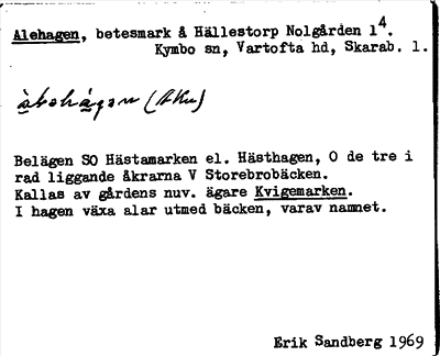 Bild på arkivkortet för arkivposten Alehagen