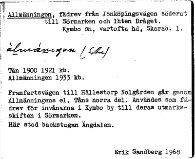 Bild på arkivkortet för arkivposten Allmänningen
