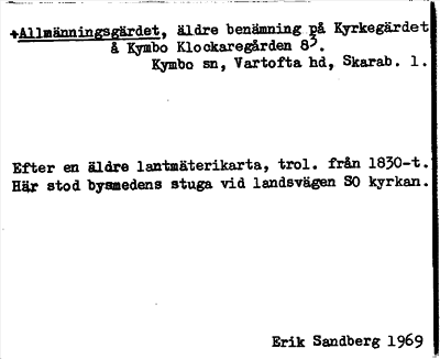 Bild på arkivkortet för arkivposten +Allmänningsgärdet