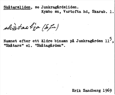 Bild på arkivkortet för arkivposten Skåtarsliden, se Junkragårdsliden