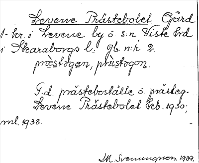 Bild på arkivkortet för arkivposten Levene Prästbolet