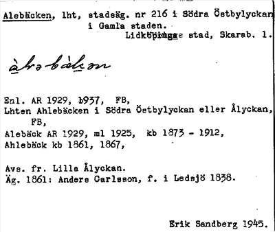 Bild på arkivkortet för arkivposten Alebäcken