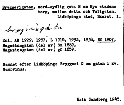 Bild på arkivkortet för arkivposten Bryggerigatan
