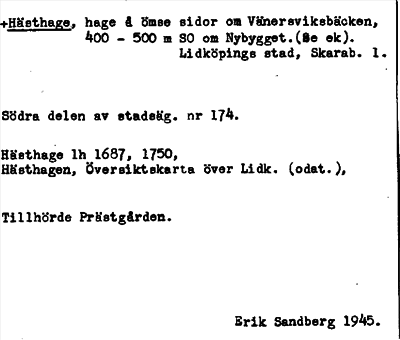 Bild på arkivkortet för arkivposten +Hästhage
