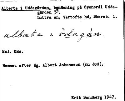 Bild på arkivkortet för arkivposten Alberta i Uddagården