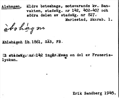 Bild på arkivkortet för arkivposten Alehagen