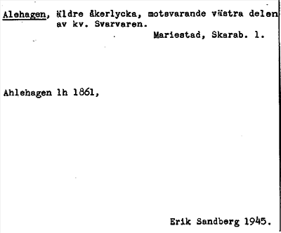 Bild på arkivkortet för arkivposten Alehagen