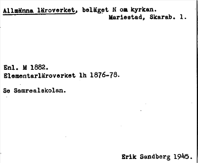 Bild på arkivkortet för arkivposten Allmänna läroverket