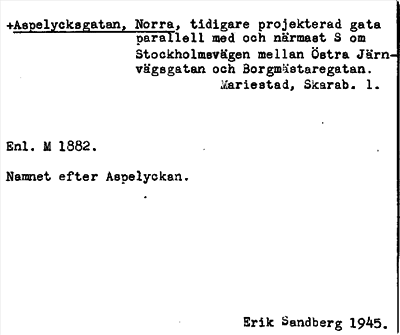 Bild på arkivkortet för arkivposten +Aspelycksgatan, Norra