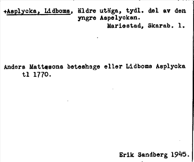 Bild på arkivkortet för arkivposten +Aspllycka, Lidboms
