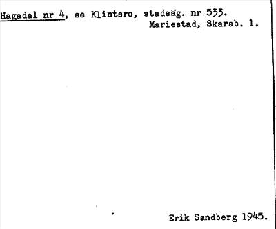 Bild på arkivkortet för arkivposten Hagadal, se Klintsro