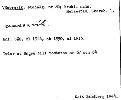 Bild på arkivkortet för arkivposten Vänersvik