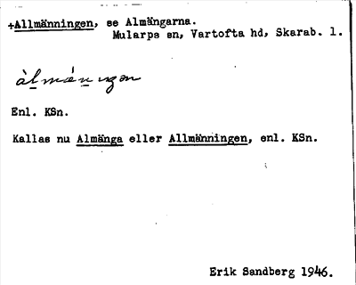 Bild på arkivkortet för arkivposten +Allmänningen, se Almängarna