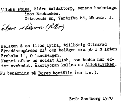 Bild på arkivkortet för arkivposten Allohs stuga