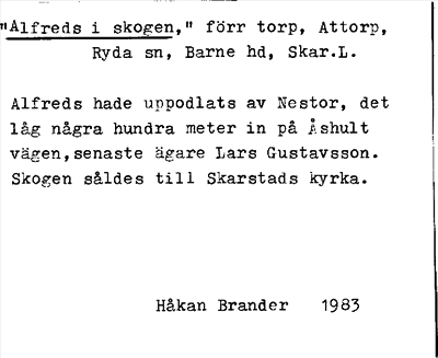 Bild på arkivkortet för arkivposten »Alfreds i skogen»