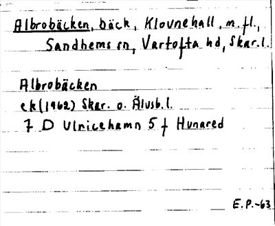 Bild på arkivkortet för arkivposten Albrobäcken