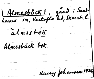 Bild på arkivkortet för arkivposten Almesbäck