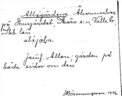 Bild på arkivkortet för arkivposten Allegärdena