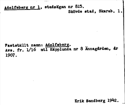 Bild på arkivkortet för arkivposten Adolfsberg