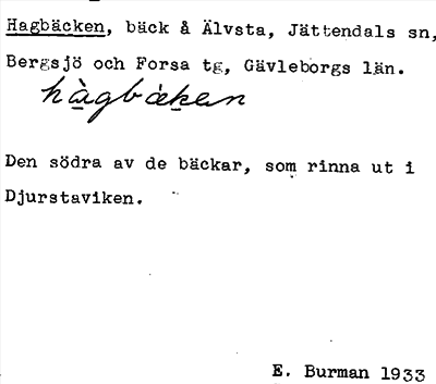 Bild på arkivkortet för arkivposten Hagbäcken
