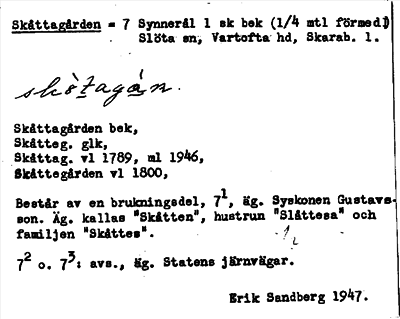 Bild på arkivkortet för arkivposten Skåttagården