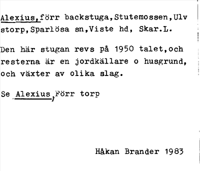 Bild på arkivkortet för arkivposten Alexius